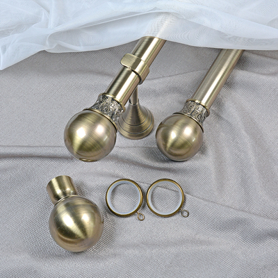 28MM Ball Shape Curtain Finial Anti-Brass color 6M Curtain Pole With Single Bracket Bedroom Decoration